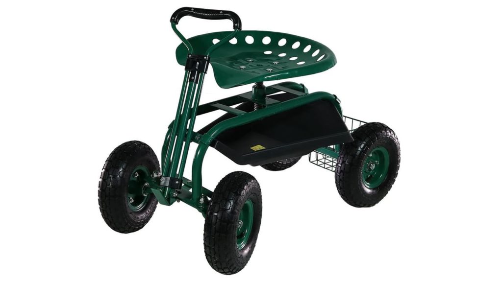 Sunnydaze Garden Cart Rolling Scooter with Extendable