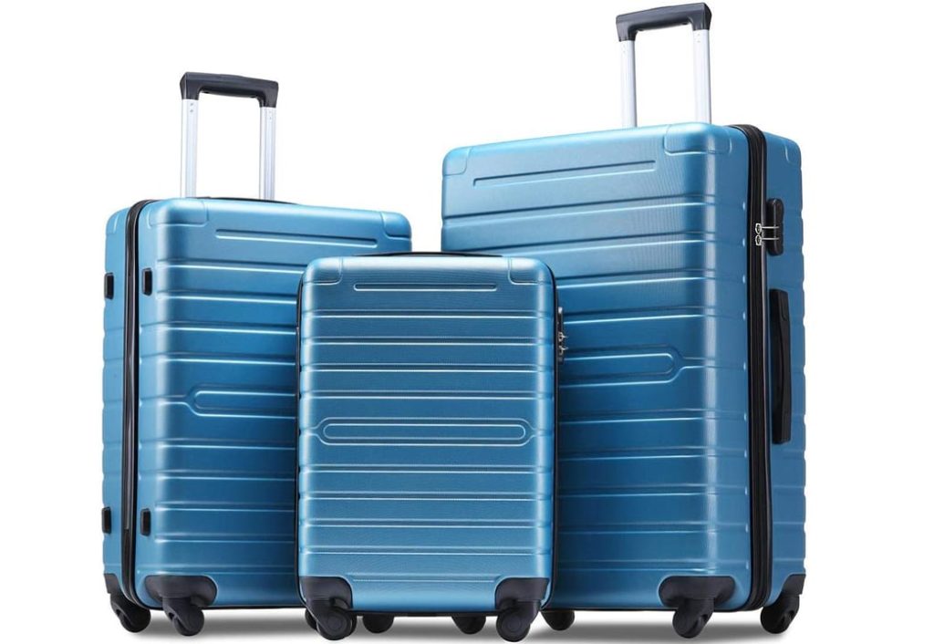 Flieks Luggage Sets 3 Piece Spinner Suitcase Lightweight 20 24 28 inch (steel blue)