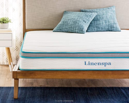 Linenspa 8 Inch Memory Foam and Innerspring Hybrid Mattress - Medium-Firm Feel - Queen