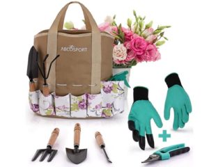 Garden Tools Set - 9 Piece Gardening Kit - Easy to Carry Tote Bag