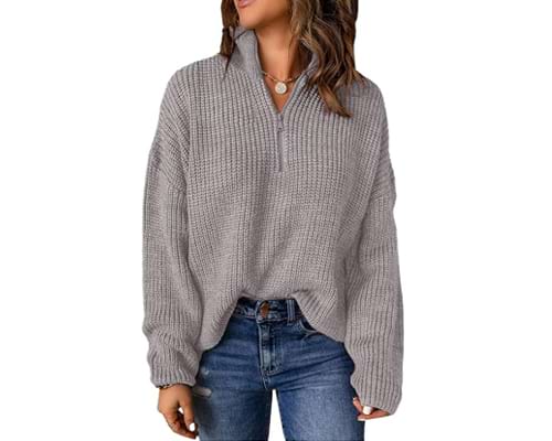 Dokotoo Womens Sweaters Long Sleeve 1-4 Zip Pullover