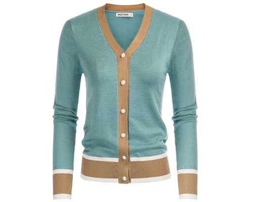 GRACE KARIN Womens Contrast Color Block Cardigan Sweaters