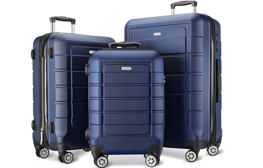 SHOWKOO Luggage Sets Expandable PC+ABS Durable Suitcase Double Wheels TSA Lock Blue