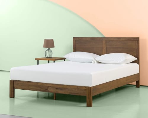 Zinus 12 Inch Acacia Wood Platform Bed with Headboard No Boxspring Needed
