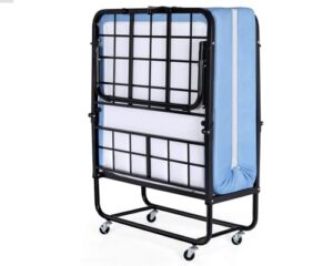 Inofia Foldable Folding Bed, Rollaway Extra Guest Bed with 5 Inch Memory Foam Mattress
