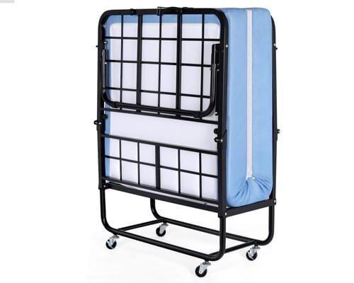Inofia Foldable Folding Bed, Rollaway Extra Guest Bed with 5 Inch Memory Foam Mattress
