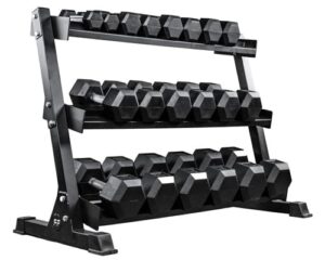 REP FITNESS Rubber Hex Dumbbell Set with Racks REP FITNESS Rubber Hex Dumbbell Set with Racks
