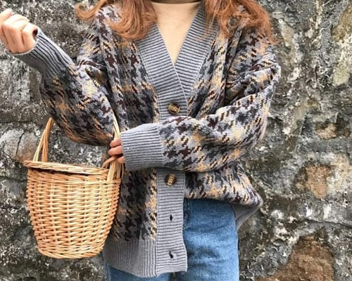 SGADSH Plaid Cardigan Womens Medium and Long SGADSH Plaid Cardigan Womens Medium and Long