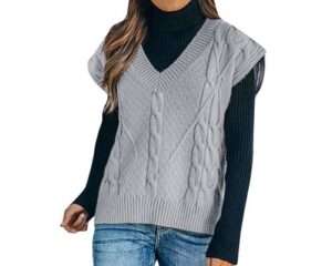 Womens Sleeveless V Neck Casual Plaid Solid Knitted Sweater Womens Sleeveless V Neck Casual Plaid Solid Knitted Sweater
